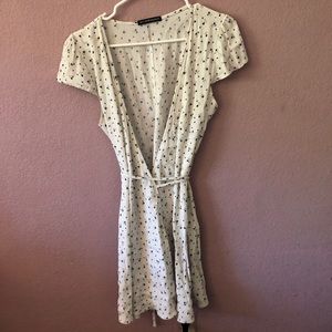 Blue and White Floral Brandy Melville Wrap Dress